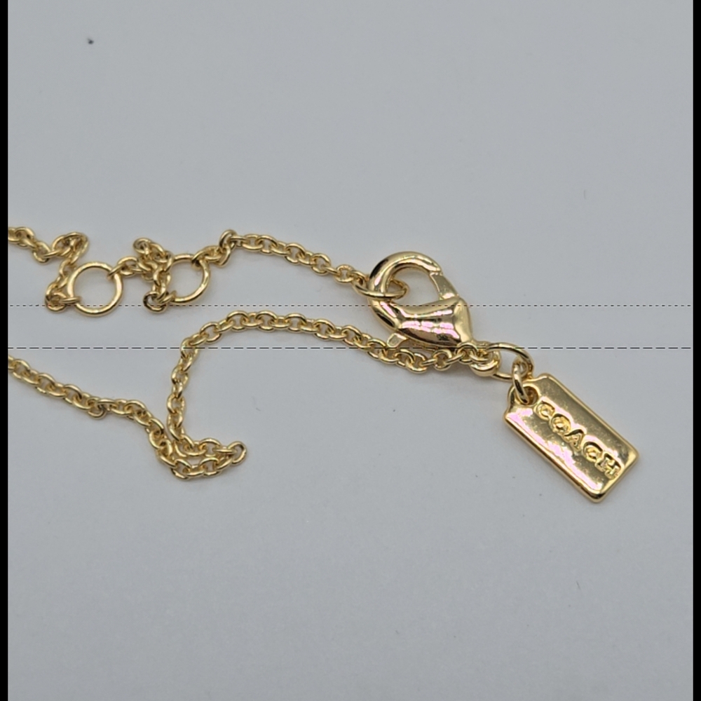 NC2 - Coach Gold Necklace with Pink And Red Pave Heart Pendant - Picture 3 of 11